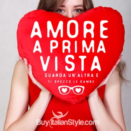 Cuscino Personalizzato A Forma Di Cuore – Scritta E Nomi A Scelta – Idea Regalo San Valentino – Rosso 38x38 Cm