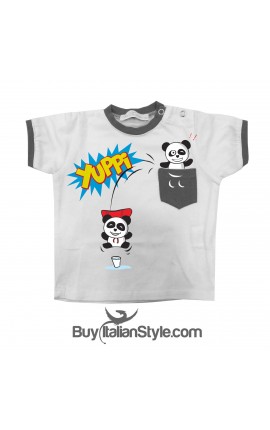 T-shirt con taschino stampa panda