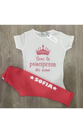 T-shirt bimba mezza manica  "Sono la principessa dei nonni"
