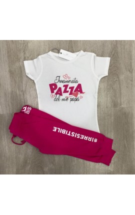 T-shirt bimba mezza manica  "innamorata pazza di papà"