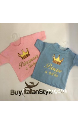 Mini T-SHIRT per Auto "Principe/Principessa a bordo"