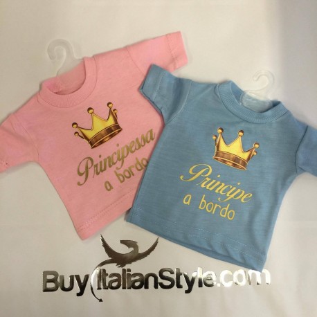 Mini T-SHIRT per Auto "Principe/Principessa a bordo"