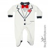 Elegant newborn all in one with applied bow tie