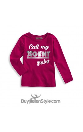 T-shirt bimba MANICA LUNGA "Call my agent baby"