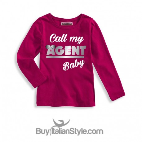 T-shirt bimba MANICA LUNGA "Call my agent baby"