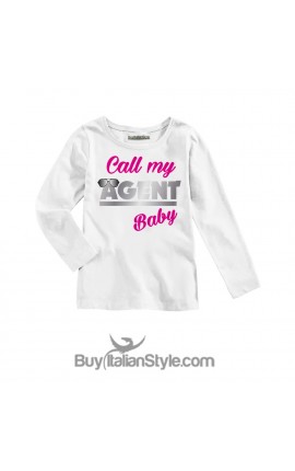 T-shirt bimba MANICA LUNGA "Call my agent baby"