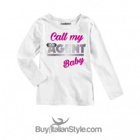T-shirt bimba MANICA LUNGA "Call my agent baby"