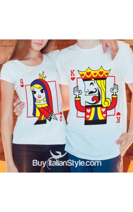 Coppia Di T Shirt Magliette love You And Me /"Re e Regina di Cuori/"
