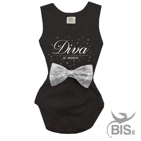 Body neonata DIVA si NASCE con applicazione fiocco PAILLETTE