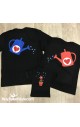 t-shirt bimba stampa fiorellino che viene annaffiato dai genitori