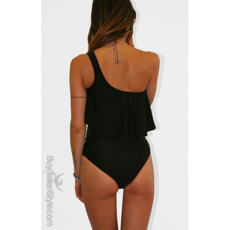 Costume premaman monospalla con volant