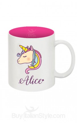 Tazza plastica unicorno con nome