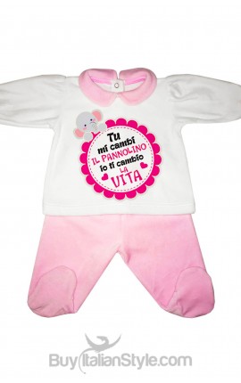 Chenille baby set ""You change my diaper I'll change your life"