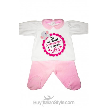 Chenille baby set ""You change my diaper I'll change your life"