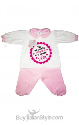 Chenille baby set ""You change my diaper I'll change your life"