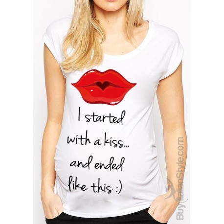 T-shirt premaman manica corta "E ti amerò come succede nelle favole pe