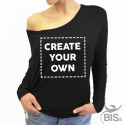 t-shirt donna manica lunga a spalla scoperta