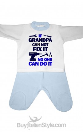 Baby set in chenille "If Grandpa can not fix it no one can do it"