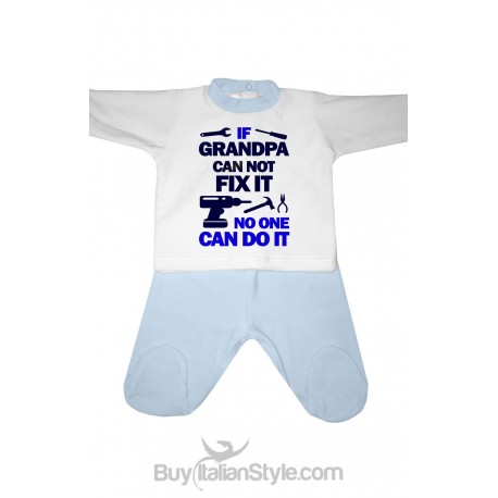 Baby set in chenille "If Grandpa can not fix it no one can do it"
