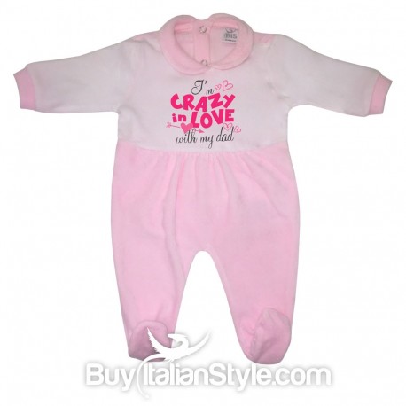 Chenille Baby Girl all in one "I'm crazy in love with my dad"