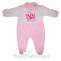 Chenille Baby Girl all in one "I'm crazy in love with my dad"