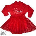 abitino neonata con tulle a cuori "diva si nasce"