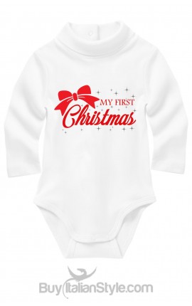 Turtle neck Bodysuit "My First Christmas" with bow