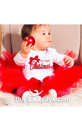 Baby shirt "My First Christmas" with bow