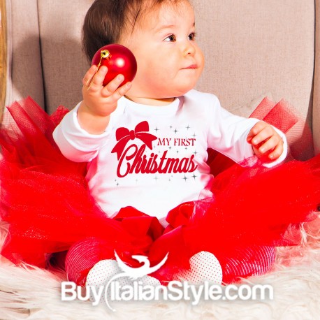 Baby shirt "My First Christmas" with bow