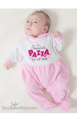 Chenille Baby Girl all in one "I'm crazy in love with my dad"