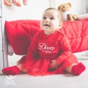 abitino neonata con tulle a cuori "diva si nasce"