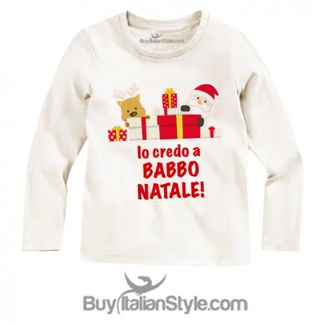 T-shirt manica lunga "Io credo a Babbo Natale"