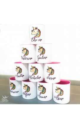 Tazza plastica unicorno con nome