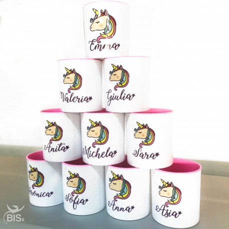 Tazza plastica unicorno con nome