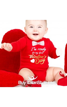 Baby Neck Bodysuit "My First Valentine's Day"