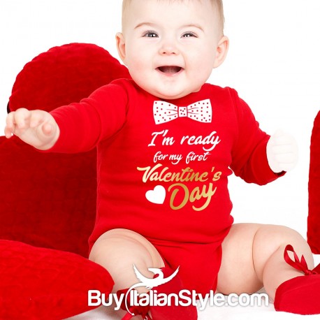 Baby Neck Bodysuit "My First Valentine's Day"