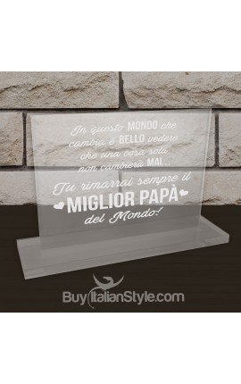 Targhetta da ufficio in plexiglass "Miglior papà del mondo"