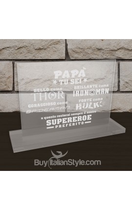 Targhetta da ufficio in plexiglass "Supereroe preferito"