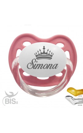 Succhietto love con nome disegno corona bimba CLASSIC