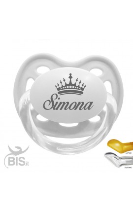 Succhietto love con nome disegno corona bimba CLASSIC