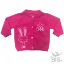 Cardigan in filo neonata  "coniglietto con nome"