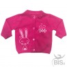 Cardigan in filo neonata  "coniglietto con nome"