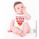 body manica corta o manica lunga per bambino o per bambina "il mio papà è un super eroe"