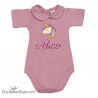 Body neonata colletto con finitura in pizzo  personalizzabile "unicorno e nome"