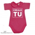 Body neonata colletto con finitura in pizzo  personalizzabile