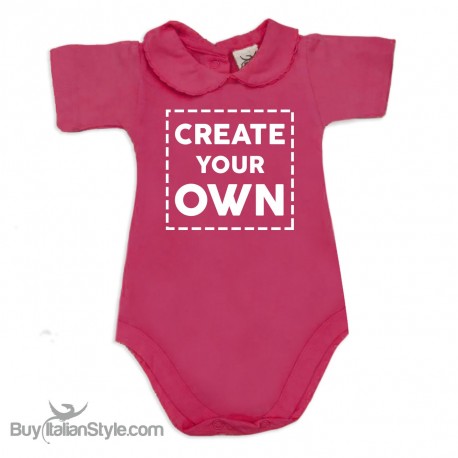 Body neonata colletto con finitura in pizzo  personalizzabile