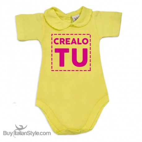 Body neonata colletto con finitura in pizzo  personalizzabile