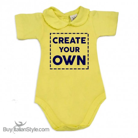 Body neonata colletto con finitura in pizzo  personalizzabile