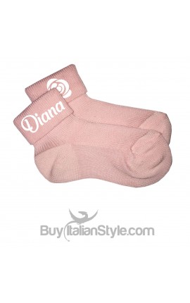 Cotton Socks Personalized with Name & Rose