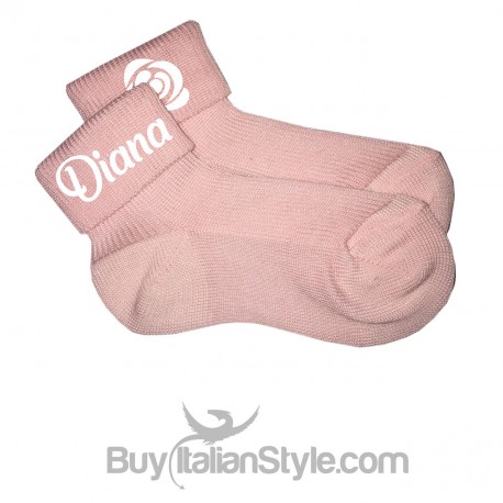 Cotton Socks Personalized with Name & Rose